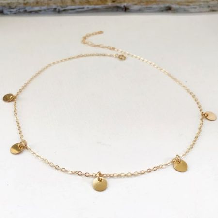 Round disc Necklace for women, Brass with 22k gold plated, Handmade jewelry